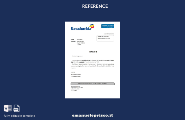 modello di riferimento chiusura Colombia Bancolombia stile verificato